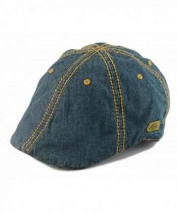 Mens Vintage Look 6pannel Duck Bill Curved Ivy Drivers Hat One Size-Elastic Band - Denim Blue - C812EYM94HB