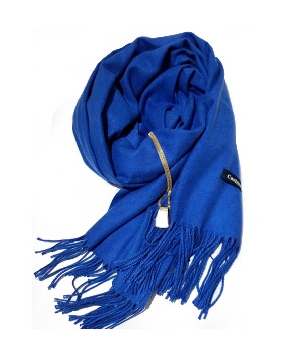 Good Bag Women Ladies Wool Fashion Plain Warm Long Cashmere Scarf Pashmina Wrap Shawl - Blue - CI127FX8Y6N