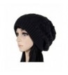 Imily Bela Women's Pile Knitted Cap Hat Bonnet Winter Knit Crochet Ski Hat - Black - CG12N33VRFU