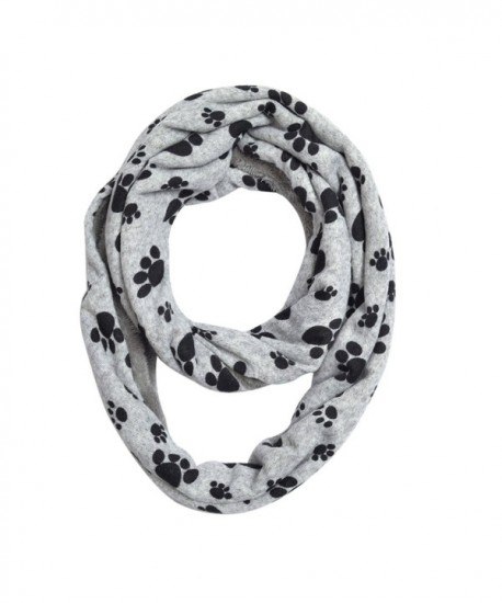 Premium Soft Faux Fur Dog Paw Print Infinity Loop Circle Scarf - Diff Colors - Grey - CT12LR8URB7