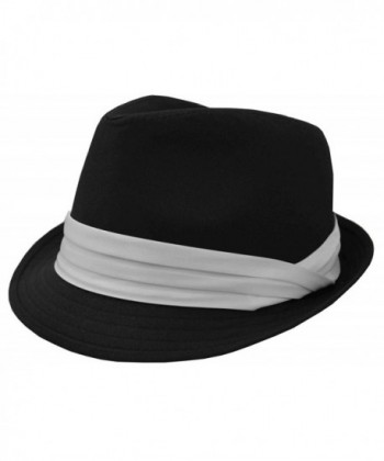 K Men's Fedora Black With White Band - CF1880O708A