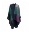 UTOVME Fashion Winter Cashmere Feel Cardigan Large Plaid Blanket Scarf Poncho - Blue Green Purple - C412JW0R323