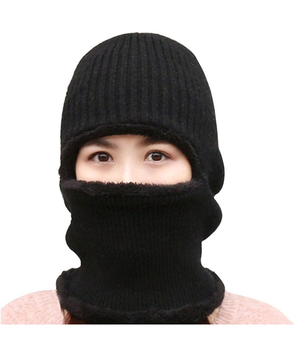 LerBen Womens Knitted Beanie Hat Warm Windproof Ski Face Mask Winter Hats - Black - CK186OL89H5