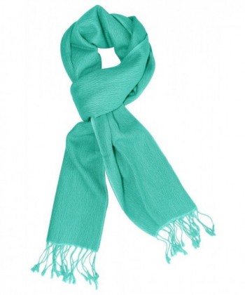 Peach Couture Extremely Soft Luxury Cashmere and Silk Scarf Stole Muffler - Turquoise - C511P5I973P