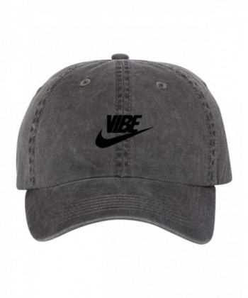 Just Vibe Swoosh Dad Hat Cap - Black Pigment Dyed w/ Black - C312OBZT6YK