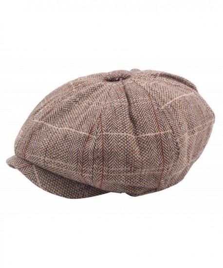 Men's Cotton Flat Ivy Gatsby Newsboy Hunting Hat Octagonal Hat Beret Cap - Coffee - CR185TO24US