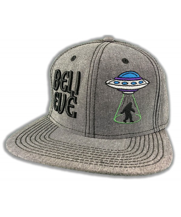 Boulevard Brothers Believe Bigfoot Sucked up by Alien Ship Hat Flat Visor Snapback Cap Sasquatch - C51883XOG0R