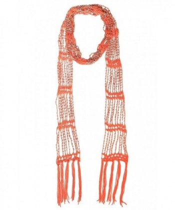 KMystic Beaded Crochet Skinny Long Scarf - Orange - CW12F5LHZKN