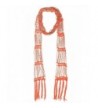 KMystic Beaded Crochet Skinny Long Scarf - Orange - CW12F5LHZKN