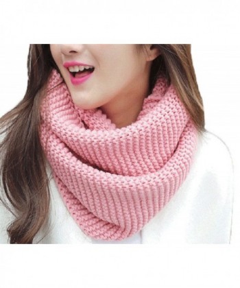 SIHE Thick Ribbed Knit Winter Infinity Scarf Men and Women Warm Loop Scarf - Pink - C218636TK3I