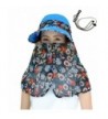 AOU Womens Sun Hat With Floral Veil Visor Cap With Neck Cover Cord Multi-Function - Blue - CE185H4RQLK