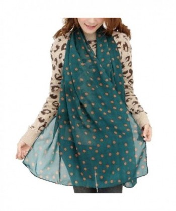 DZT1968 Long Soft Silk Chiffon Scarf Wrap Polka Dot Shawl For Women (Green) - CZ127230J23