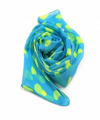 Modadorn Lovely Heart Print Scarf Chiffon Scarf - Sky Blue - CV11IODPRH3