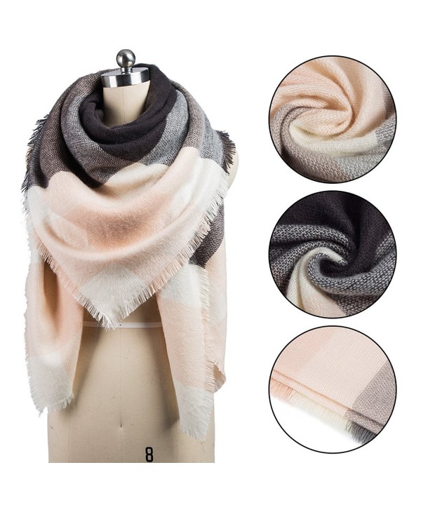 Plaid Blanket Scarf Winter Tartan Scarves Warm Cozy Pashmina Wrap Shawl for Women - Gray - CK187R00I9S