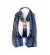 Ysiop Women Chiffon Geometric Scarf Necklace Vintage Bohemia Tassel Neckwear - Blue - CH12GMZK0FN