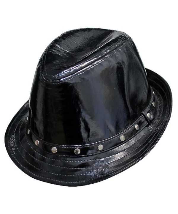 Black Patent Leather Fedora Hat - C611LO2VF6X