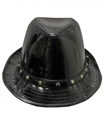 Black Patent Leather Fedora Hat