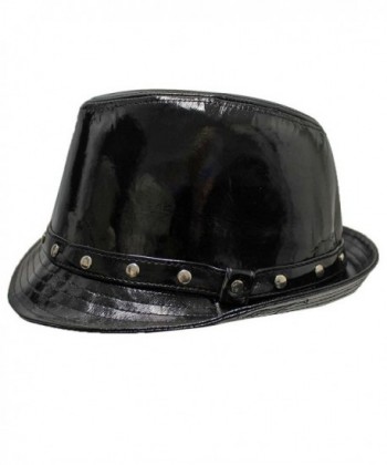 Black Patent Leather Fedora Hat in Women's Fedoras