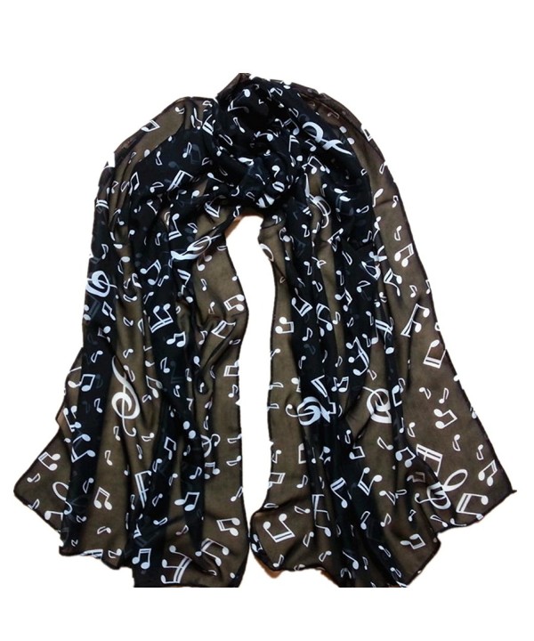 DZT1968 Autumn Winter Women Girl Music Notes Design Long Chiffon Shawl Scarf Pashmina (Black) - C912598QIRD