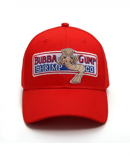 Adjustable Bubba Gump Baseball Cap Shrimp Co. Embroidered Hat (Red) - Bend Brimmed - CC184XWS5KE
