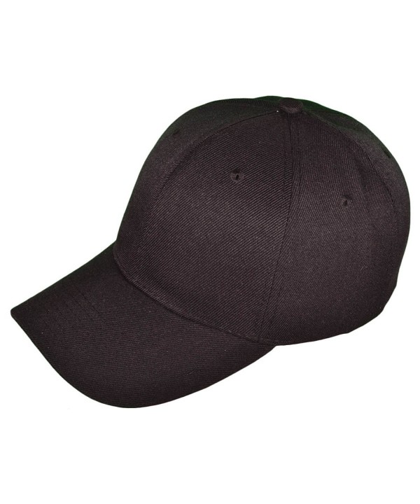 6 Panel Mid Profile Blank Baseball Caps - Black - C912N46G9PO