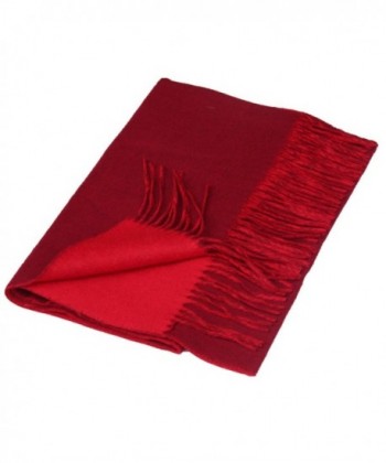 Saferin Women Men Cashmere & Lambwool Plaid Soft & Warm Scarf with Gift Box - Two Side-burgundy and Red - CS12O537D5K