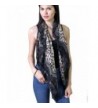 Anika Dali Women's Leopard Lace Animal Print Natural Silk Fashion Scarf- Black/Tan - C211G30YPPJ