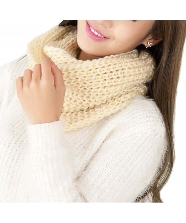 Easy Lifestyles Women's Fashion Autunm Winter Warm Thick Wool Knitted Scarf Collar Shawl (Beige) - C2127R5X37J