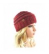 Women's Warm Chunky Thick Stretchy Knit Beanie Skull Cap Winter Knitting Warm Hat - Wine - CK1864DA6C9