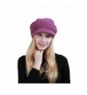 Fiaya Women Warm Crochet Wool Knit Manual Brimmed Beanie Hat Anise Cap - Hot Pink - CM188HZU92D