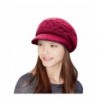 Glamorstar Winter Knit Hat Stretch Warm Beanie Ski Cap with Visor for Women Girl - Red Wine - CD186QT6ZHG
