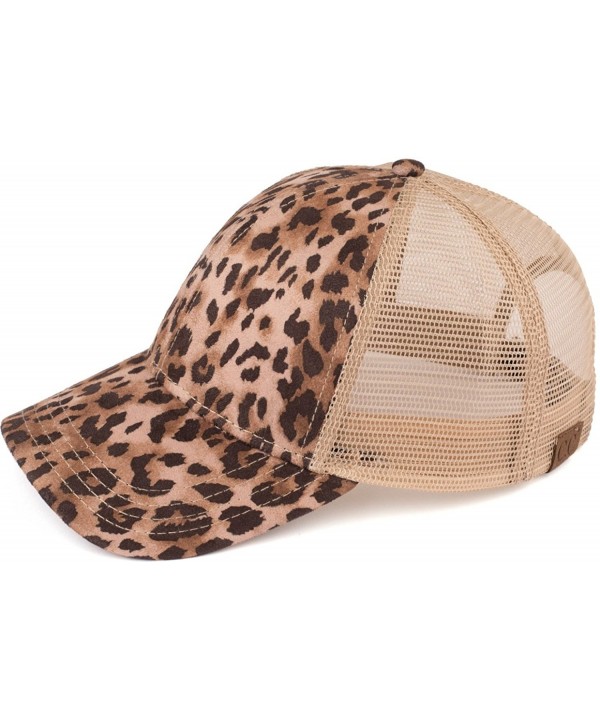 Funky Junque Women's Multicolor Athletic Trucker Hat Mesh Velcro Baseball Cap - Leopard - C617YE40OXN