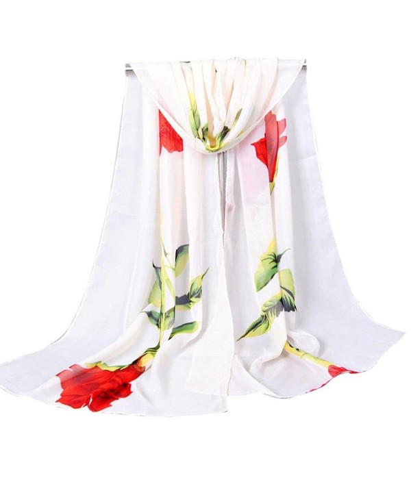 Scarf- WILLTOO Women Rose Long Soft Wrap Shawl Chiffon Scarf Scarves - Beige - CG12MZZSPJV