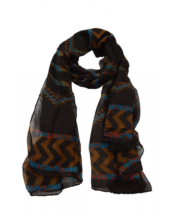 Tribal Oblong Chevron Scarf - Brown - CS11MTZV497