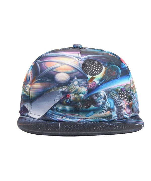 Blinglove 3D Galaxy Science Fiction Print Flat Bill Visor Snapback Baseball Hat - C712H4YH7VL