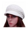 Women Lady Braided Warm Cabled Knit Winter Beanie Crochet Hats Newsboy Caps White - CS129B3VO71