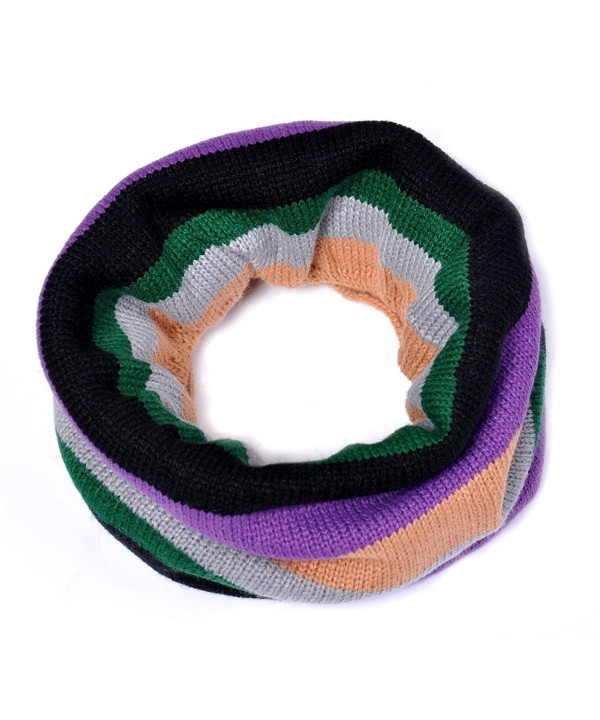 Lo Shokim Scarf Winter Cotton Acrylic Knitted Colorful Striped Neck Warmer - Khaki - CJ186KZKG24