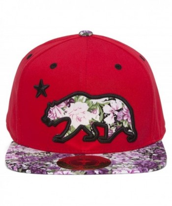 TopHeadwear California Republic Bear Snapback (Various Designs) - Floral - Red/Black/Lavender - C1184TG5CDT