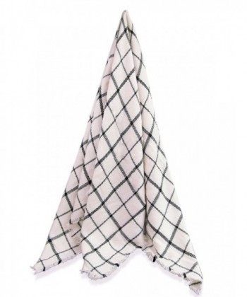 V28 Fashion Oversized GridPashmina Cream BlackStripes in Wraps & Pashminas