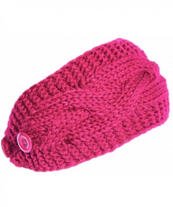 KMystic Plain Adjustable Winter Cable Knit Headband - Hot Pink - CB186OTRR4R