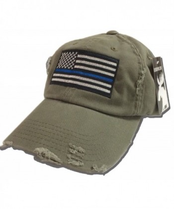 BlvdNorth Thin Blue Line LEO American Flag Hat / cap Olive Green - C5129HUOWGX
