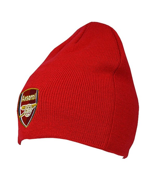 Arsenal FC Official Adults Knitted Soccer/Football Crest Winter Beanie Hat - Red - CQ121Q51RM9