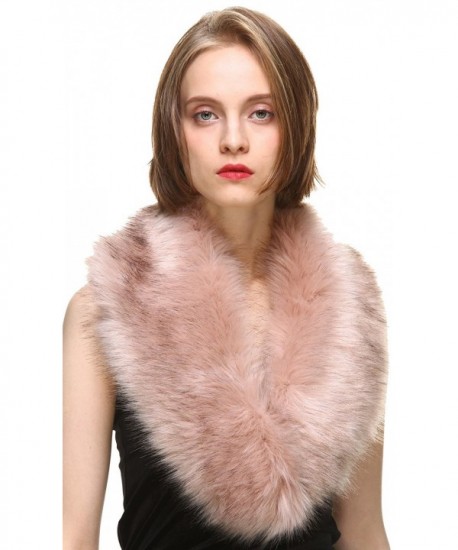 Vogueearth Women'Faux Fur Neck Scarf For Winter Coat Collar - Pink - CT1883XN6O0