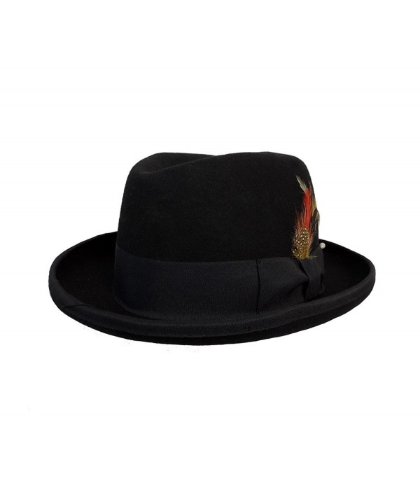Men's Wool Felt Godfather Fedora Hat Black - CG11UB94C8D