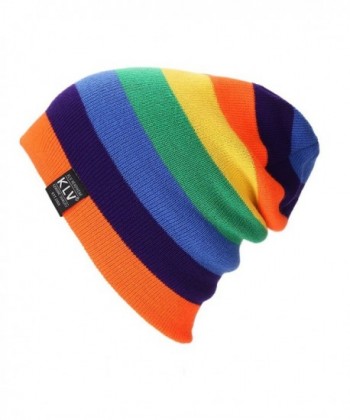 Finance Plan Women Men Fashion Rainbow Knitted Beanie Hat Winter Warm Ski Outdoor Sports Cap - Orange - CP1886SWTII