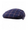 Men's 100% Wool Winter Check Plaid Flat Ivy Driver Cabbie Cap Hat - Navy - CC12N1BF7L8