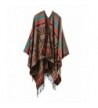 YACUN Women's Winter Geometric Oversized Blanket Knitted Wrap Shawl - Khaki - CU12M7XQTJF