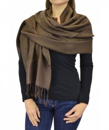 Belle Donne Jacquard Paisley Pashmina Soft Wrap Shawl Stole Tapestry Scarf - Dark Brown - CZ1299493EX