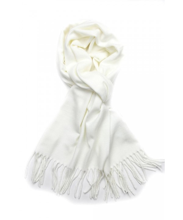 Plain Solid Color Cashmere Feel Classic Soft Luxurious Winter Scarf For Men Women - White - C2188KOM83G