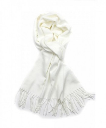 Plain Solid Color Cashmere Feel Classic Soft Luxurious Winter Scarf For Men Women - White - C2188KOM83G
